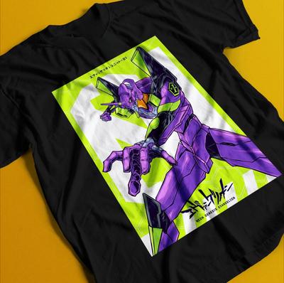Summer Hot Sale Neon Genesis Evangelion Tshirt Eva Unit 01 Japanese Black Anime Shirt