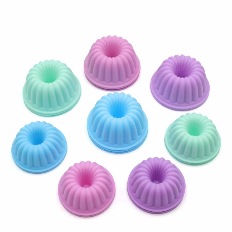 12 Piezas/Set De Moldes Para Pasteles De Silicona De Grado Alimenticio, Capacillos Para Muffins Redondos Multicolor, Moldes Para Hornear Pasteles De Silicona