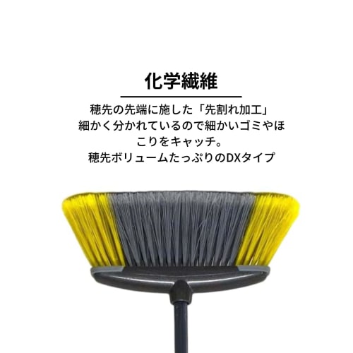 Nihon Clean-tech Italian Broom DX, 37cm Wide x 133cm Long, Indoor/Outdoor Use, Large Broom with Split Synthetic Fiber Tips, Perfect for Cleaning Fine