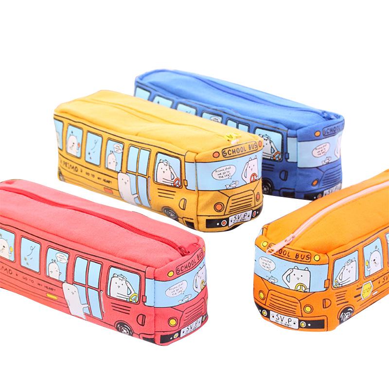 Korean Creative Cartoon Bus Pencil Case - Large Capacity for Students
