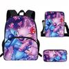 Stitch Kids School Backpack Set Elementary Students Oxford Fabric Ergonomic Design Printed Cartoon 3-Piece Bundle