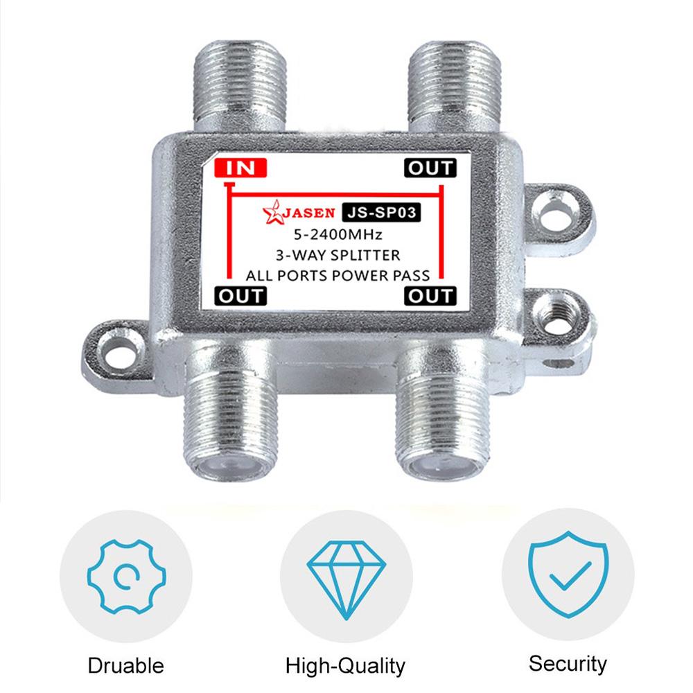 3 Way TV Antenna Satellite Splitter Signal TV Splitter Coaxial Cable Antenna Cable F-Type Socket Female Connector Dropshipping