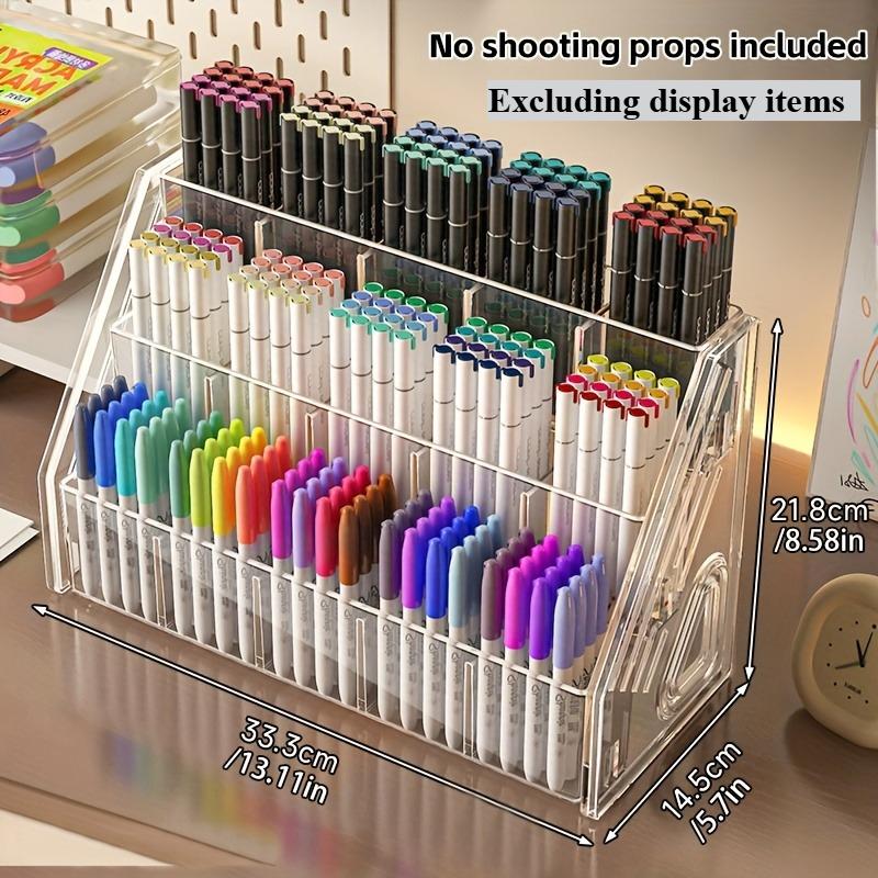 

Large Capacity Pen Holder with Multi-Compartment Storage- Plastic Desk Organizer with Compartments for Pencils, Markers, Brushes