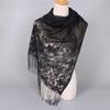 Women Fashion Elegant Solid Color Lace Hollow Tassel Muslim Scarf Headscarf