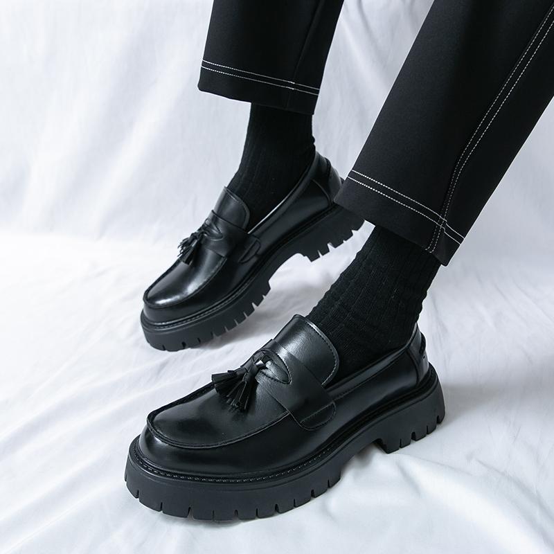 Fashion Men's Leather Shoes Thick Bottom Height British Style Fashion Party Leisure Business 38-46 Leisure Plus Size 38-46 New Shoes