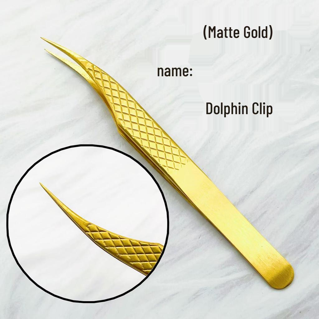 Gold Precision Eyelash Extension Tweezers: Mesh, Feather, Dolphin, Blooming Styles