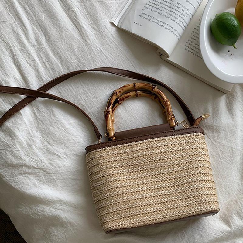 Summer Vacati New Women's Straw Bucket Bag Lady High Quality Versatile Handbag Female Niche Luxury Designers Crossbody Bag