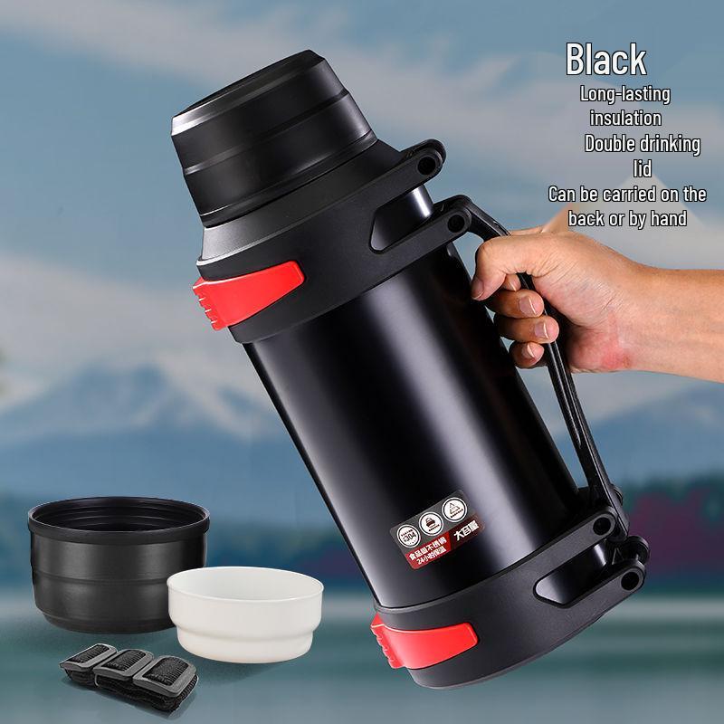 Großes Fassungsvermögen 304 Edelstahl Thermoskanne, Isolierter Outdoor-Becher für Heißwasser, Reise-Wasserkocher für das Auto