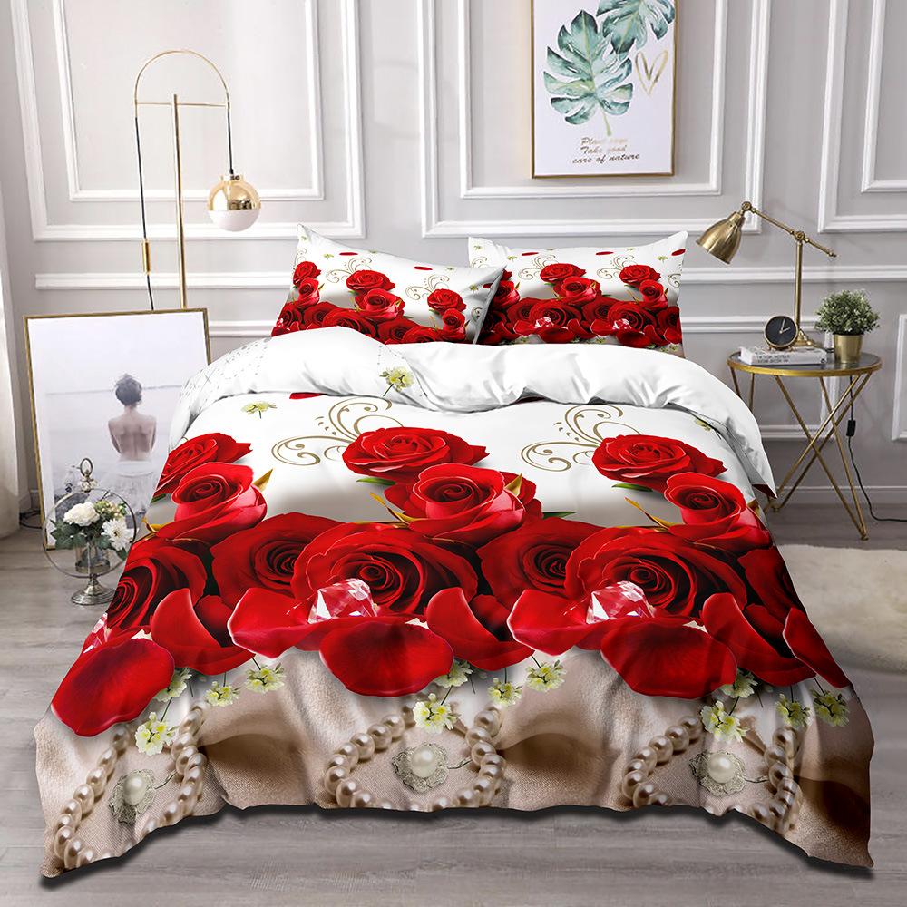 3D Digital Printing Three-Piece Set, Quilt Cover, Bed Sheet, Pillowcase, Cartoon Kit