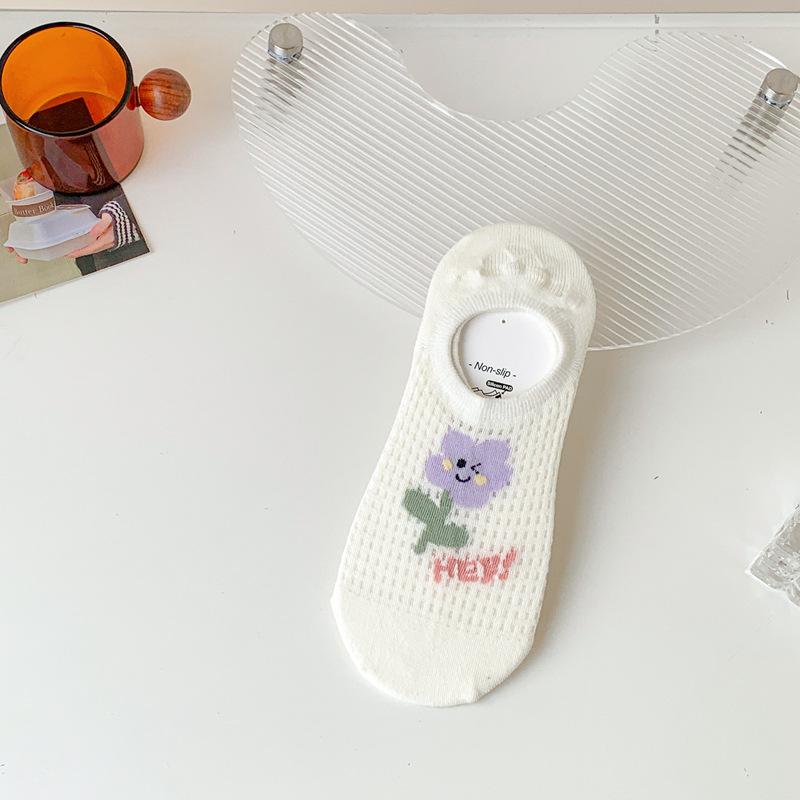 Mesh Boat Socks Women S Summer Thin Pure Cotton Cute Japanese Shallow Mouth Invisible Socks Non-Slip And Non-Slip Heel Socks Women S Short Socks one size fits all