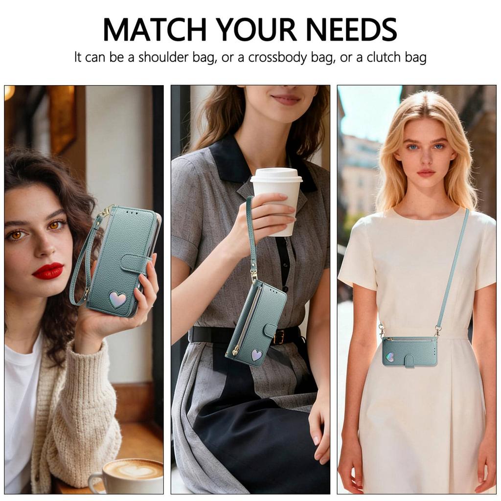 For Samsung Galaxy A57 A56 5G A54 A53 A52 A51 A71 4G A50 A30S Wallet Case - Zipper Purse with Card Holder, Stand, Wrist Strap