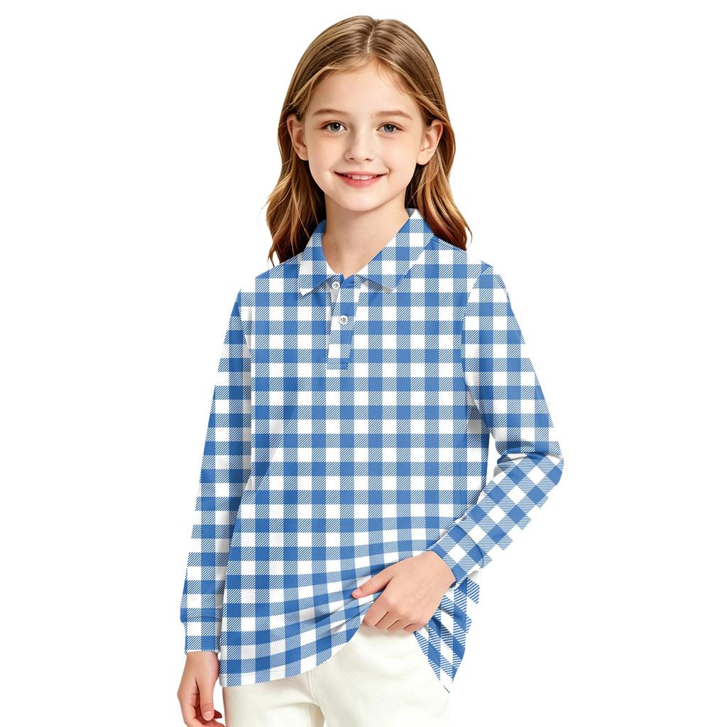 Girls Plaid Long Sleeve School Uniform Top Casual Blouse for and Formal Events