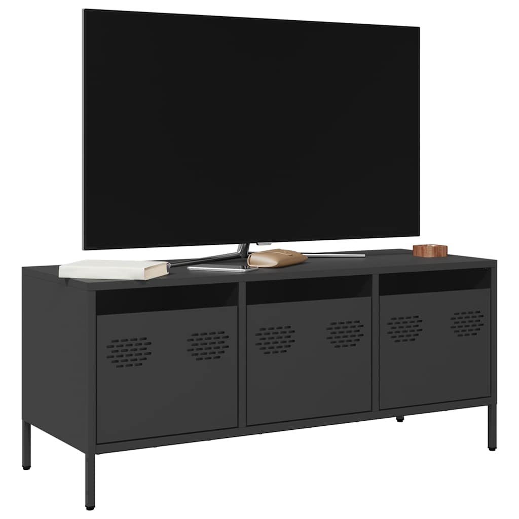 Vidaxl Szafka Rtv, Czarna, 101,5X39X43,5 Cm, Stal Walcowana Na Zimno