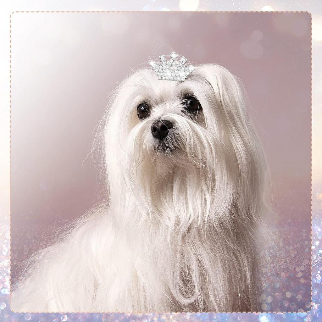 9 Pieces Dog Tiara Crown Hair Clips Pet Crystal Rhinestone Barrette Clips for Dog Puppy Ear Clear Doggie Crown Pet Grooming Hair Accessories for Pet