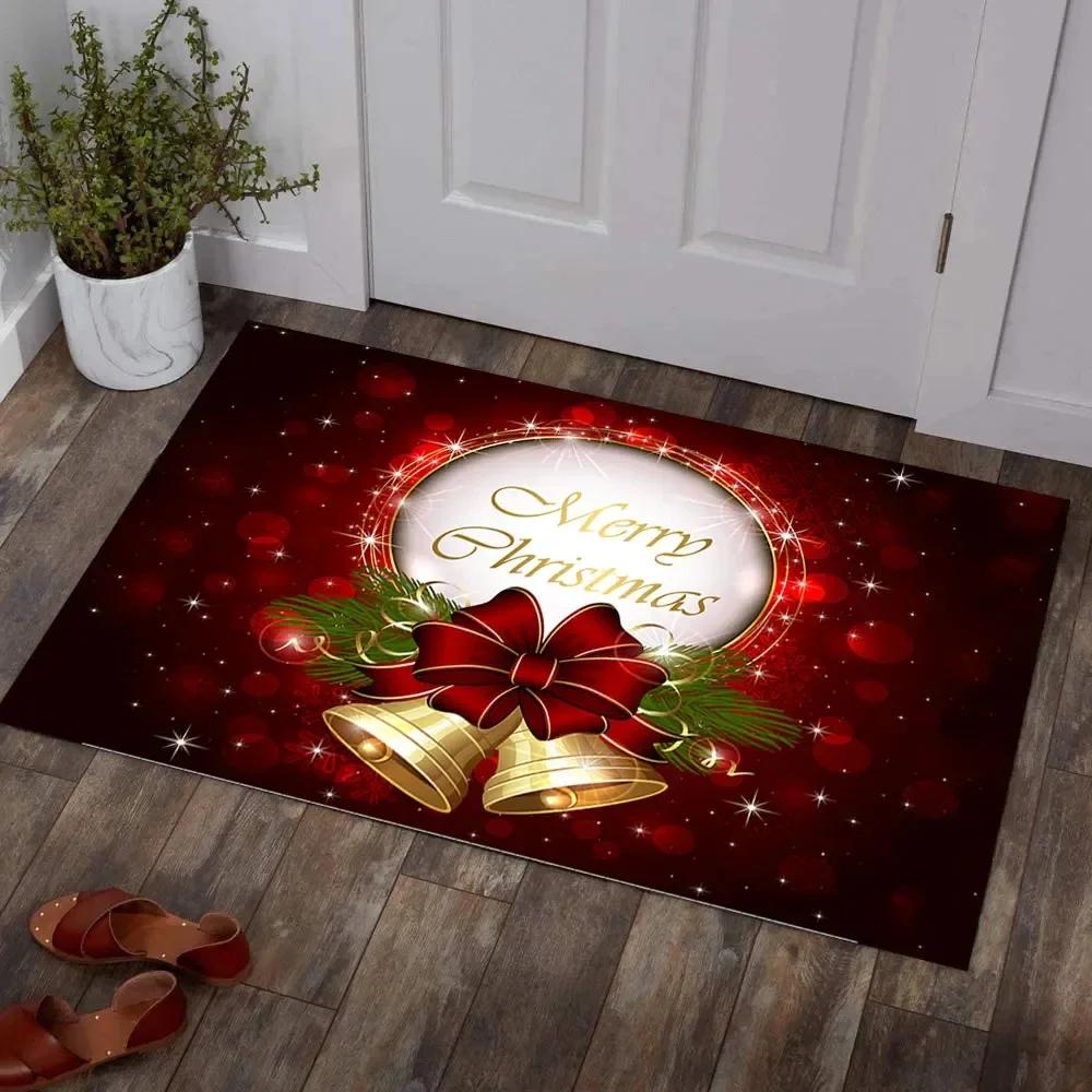 Weihnachtsteppich Bereichsteppiche Rutschfeste Eingangsfußmatte für Wohnzimmer Schlafzimmer Dekor Weiche Badezimmer Küchenbodenmatte Vorleger