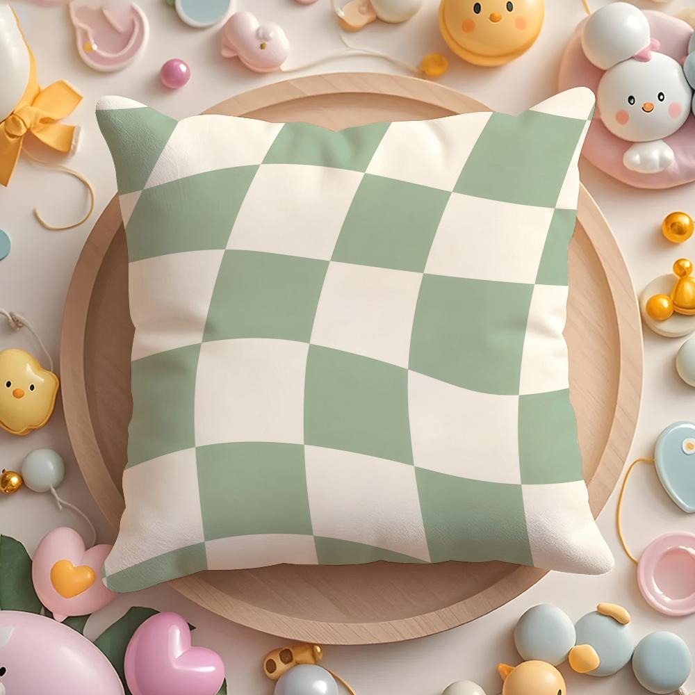 Space Distortion Grid Diagram Cushion Cover Short Plush DoubleSided Printing Home Machine Washable In Warm Winter Pillow Cover