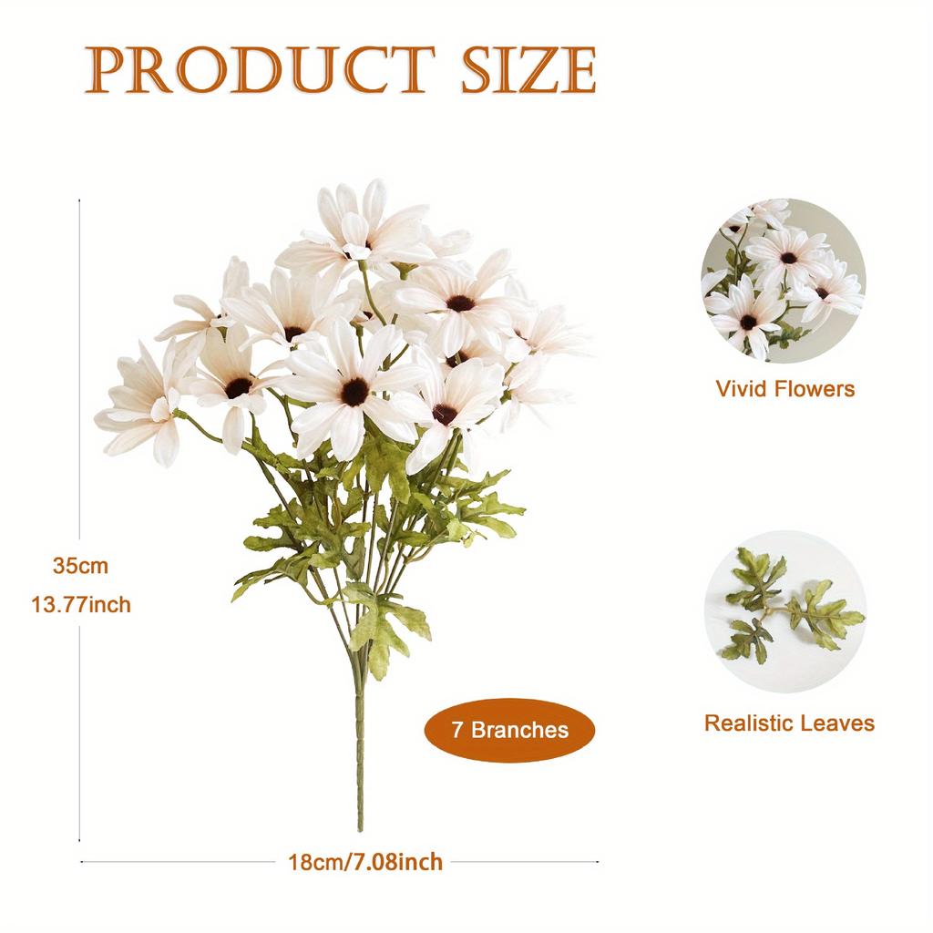 1Pc Simulation Autumn Daisy 14 Heads Chamomile Bouquet, for Outdoor Patio Garden Wedding Reception Background Decoration, Flower Decoration Wall Home
