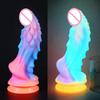 New Luminous Dildos Colourful Glowing Huge Penis G-spot Anal Butt Plug Women Toys Shaped Dragon Monster Dildo with Suction Cup