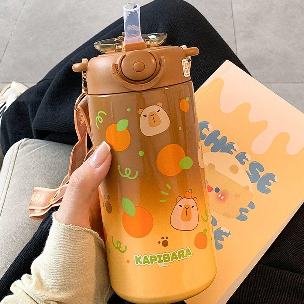 640/600/550ML Large Capacity Vacuum Flasks Capybara Thermal Mug Water Bottle  for Boys and Girls