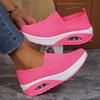 Fashion Spring White Casual Shoes Air Cushion Platform Sports Shoes Women Breathable Sneakers Thick Sole Slip On Knitting Walking Shoes