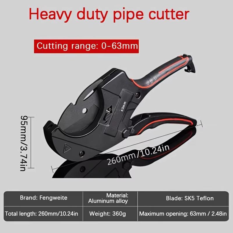 Aluminum Alloy Pipe Cutter, Professional Plumbing Tool, with Steel Blade, Ratchet Self-Locking Design, for PVC and PPR Plastic