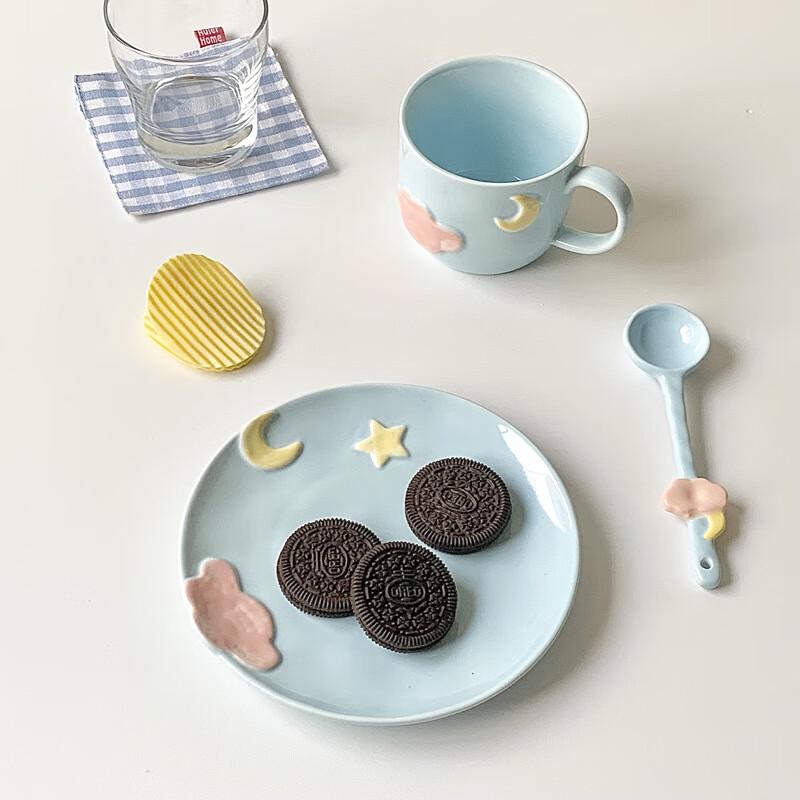 Star Moon Ceramic Coffee Cup & Saucer Set