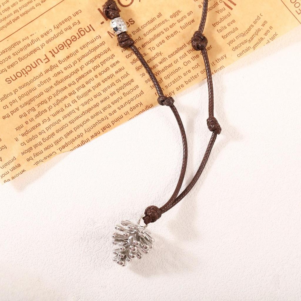 Korean Pine Cone Pendant Necklace: Adjustable, High-End, Versatile Sweater Chain for Women