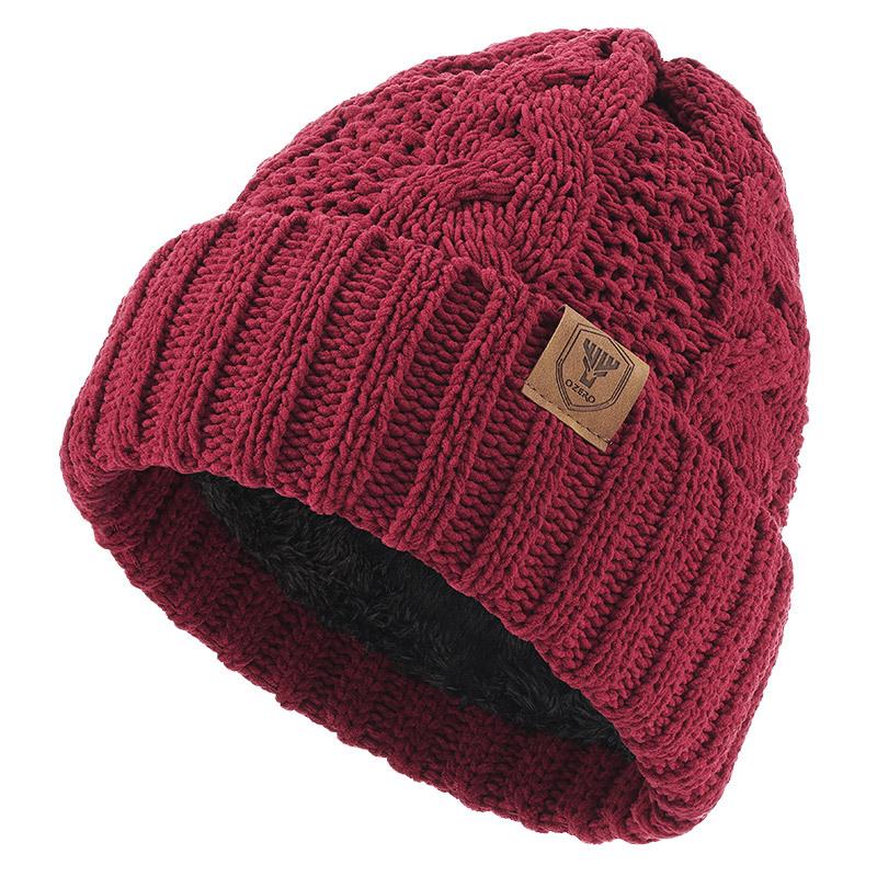 Autumn and Winter Warm Knitted Hat for Women Solid Color Ear Protection Bag Head Hat Plus Velvet Thickened Couple Outdoor Cold Proof Wool Hat