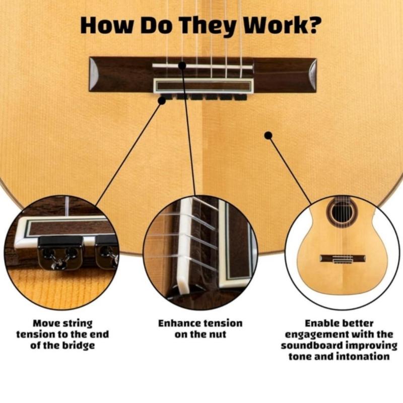 12Pcs Classical Guitar String Retainer Guitar String Ties Bridge Beads Guitar Rollers String Trees for Folk Guitar