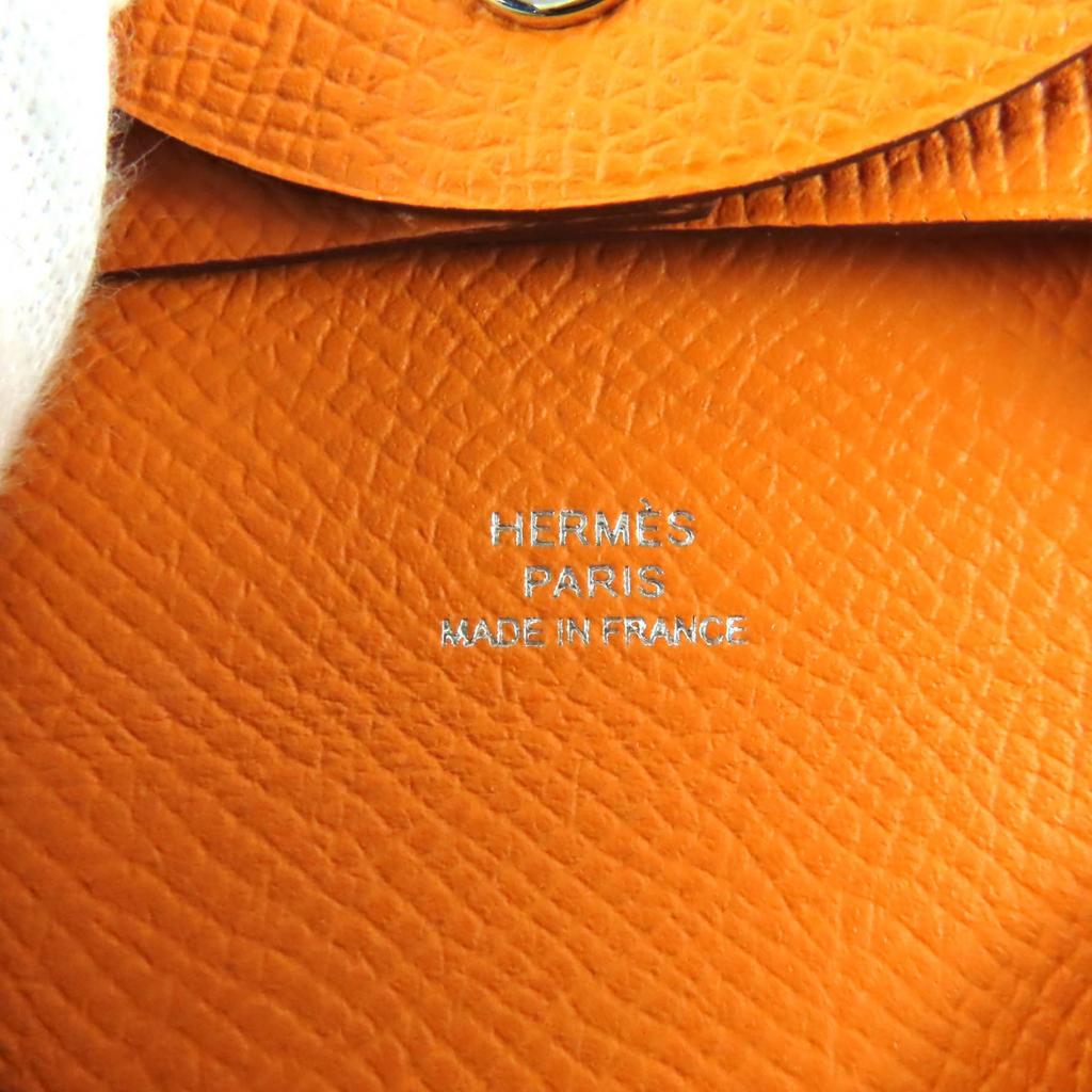 Pristine HERMES Coin case Bastia Orange Epsom Leather Women Used