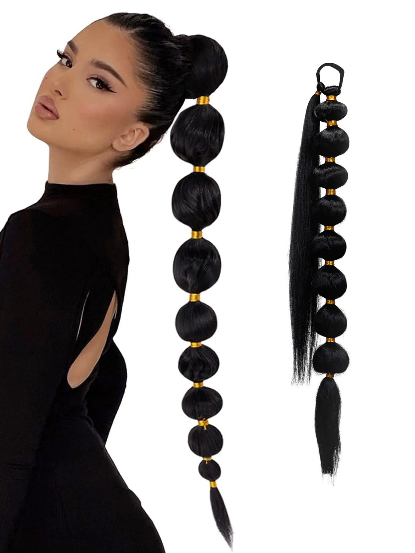 

28 дюймов синтетический пузырь длинный хвост наращивание эластичная резинка для начинающих дружелюбный DIY фонарь хвост для женщин