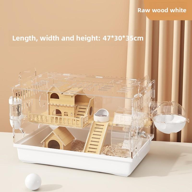 Transparent Hamster Cage Luxury Villa for Syrian Dwarf Gerbil Mouse Enclosure Tank Acrylic Rodent Habitat Cage with Accessories