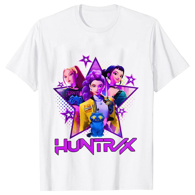 Kpop Demon Hunters Cartoon T-shirt for Chrildren  O-neck T-shirts 2025 Hot Movies Same Tshirts Fans Gifts Y2K High Street Tops