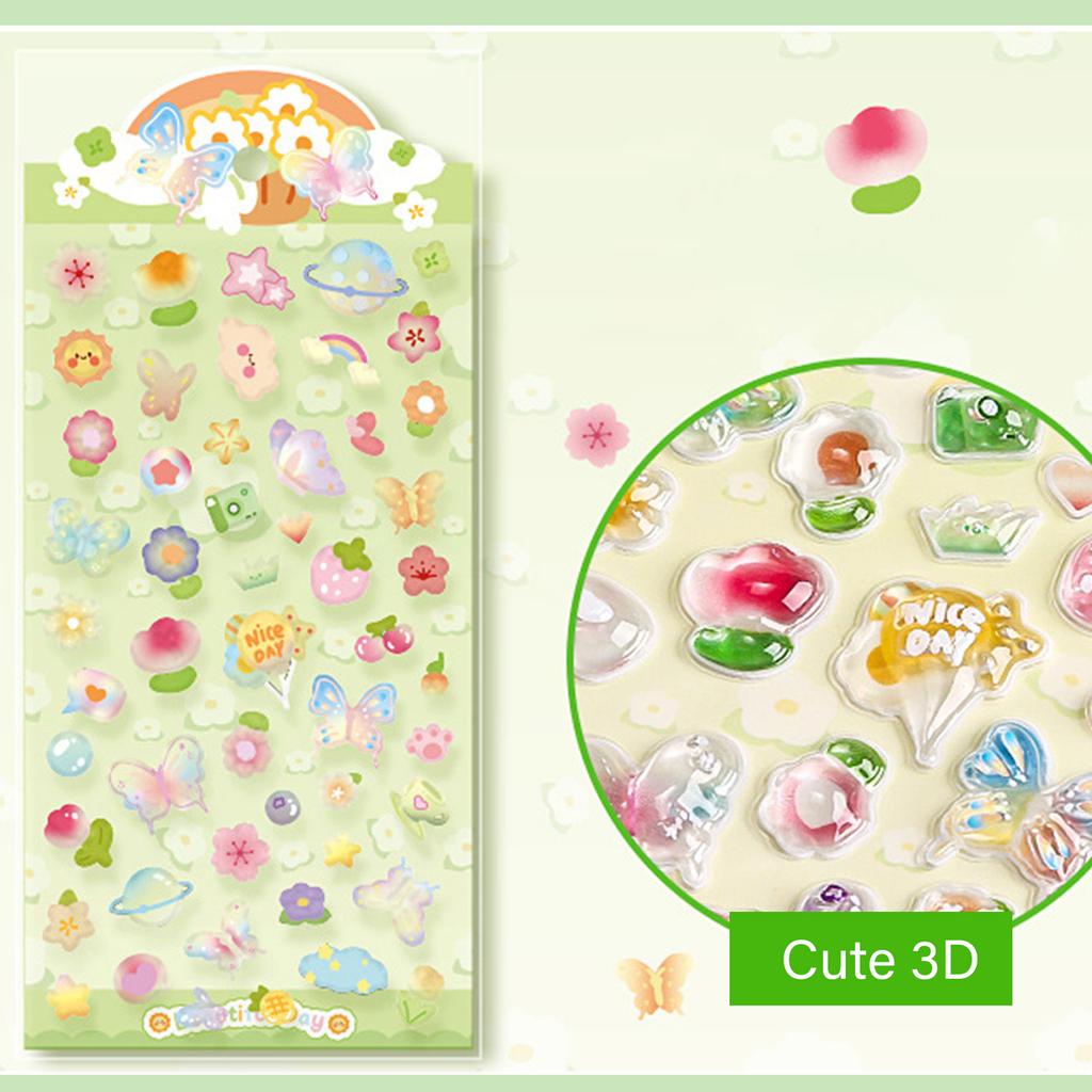 Cartoon 3D Stickers Water Resistant Animal Butterfly Sticker for Planner Pencil Box Phone Case Water Bottle Skateboards