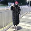Womens Long Winter Coat Over-Knee Thick Puffer Cotton-Padded Outerwear Slim Fit Hoodless Stand Collar