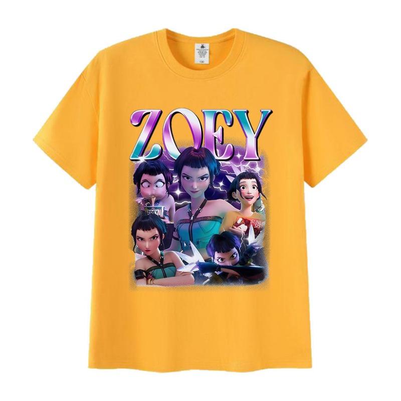 Zoey Huntrix Kpop Demon Hunters 2025 Graphic T Shirts Men Women Retro High Quality Fashion T-shirt Casual Oversized Cotton Tees