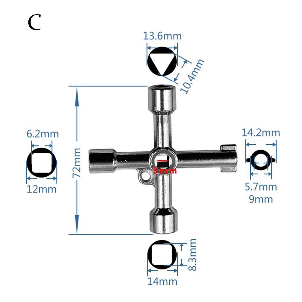 Internal Triangle Key Wrench 4 Ways Elevator Cabinet Wrenches New Cross Switch Alloy Spanner  Home