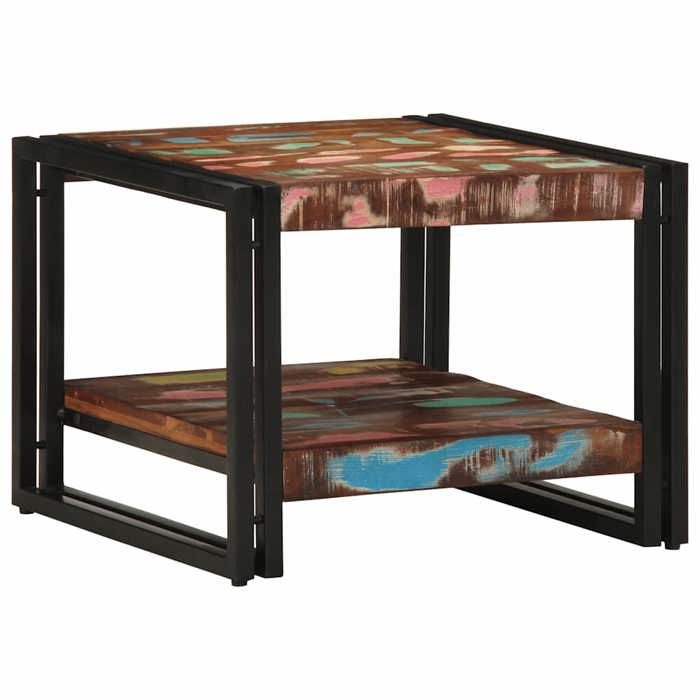 VidaXL Table basse multicolore 50x50x38 cm bois de récupération massif, table latérale, table de salon, table d'accent, bout 4102723