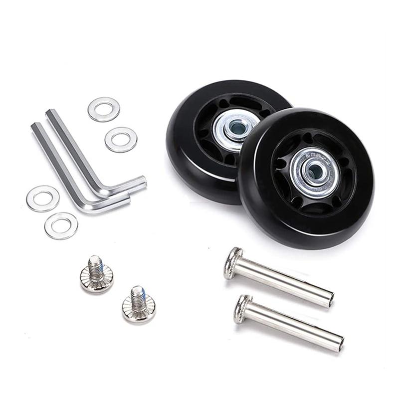 ABUL-60Mm X 18Mm Luggage Suitcase Replacement Wheels, Rubber Swivel Caster Wheels Bearings Repair Kits, 2 Set Of 4