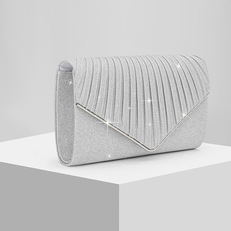 New style ladies pleated shiny dinner bag evening bag banquet bag shoulder bag wedding bag