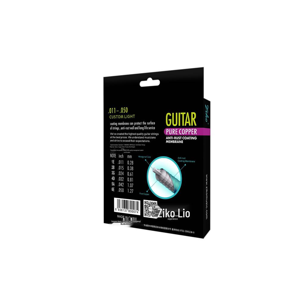 Lio ZIKO Anti-Rust Red Copper Guitar Strings DR010-012 (1-6)