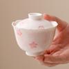 Handbemalte Kirschblüten-Suppenterrine Rosa Damen Gaiwan Chinesisches Kung Fu Teegeschirr Set Teebereiter Schalen Teetasse Trinkgeschirr Teeceremonie