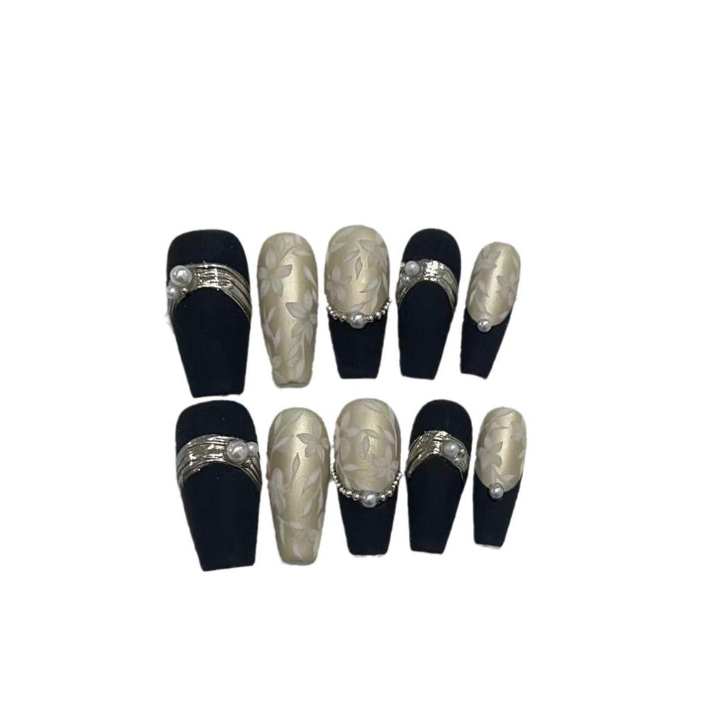 Golden Legend Wearing Armor Handmade High-end Pure Hand-painted Small Flower French Magic Mirror Manicure Finished Product Removable