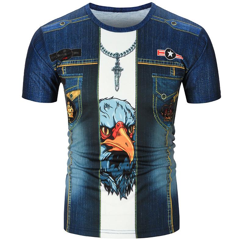 Funny   denim T shirt Men Skeleton tshirt Punk Rock Tshirt leather jacket T-shirts 3d Print T-shirt Vintage Men Clothing