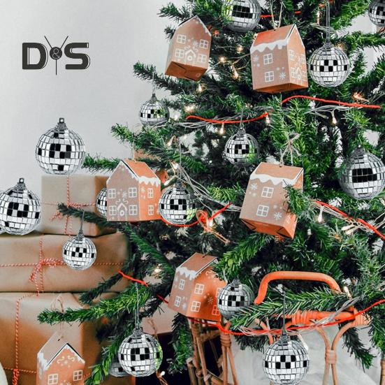 Silverspegel Discokula Ornament Reflekterande Hängande Discokula Dekorationer för 70-tals Retro Fest Jul Födelsedagar Tillbehör