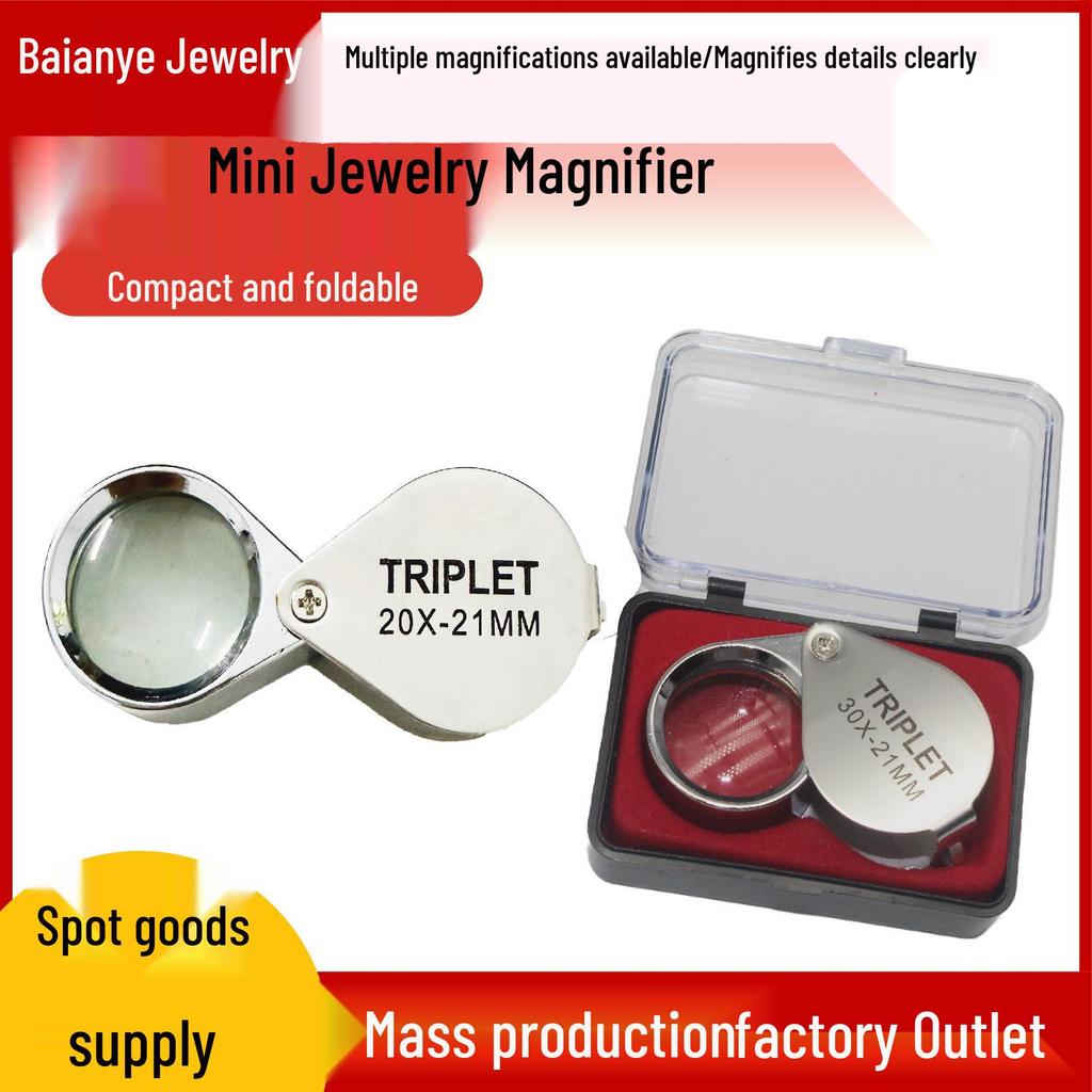 Foldable 30x Mini Magnifying Glass for Jewelry and Geological Antiques Identification