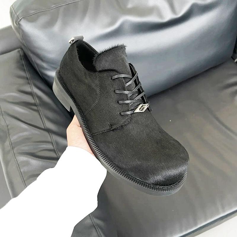 Top Quality Genuine Leather Mens Derby Shoes 2026 Round Toe Ladies Shoes Horse Hair Boots Autumn Leisure Shoes Zapatos De Hombre