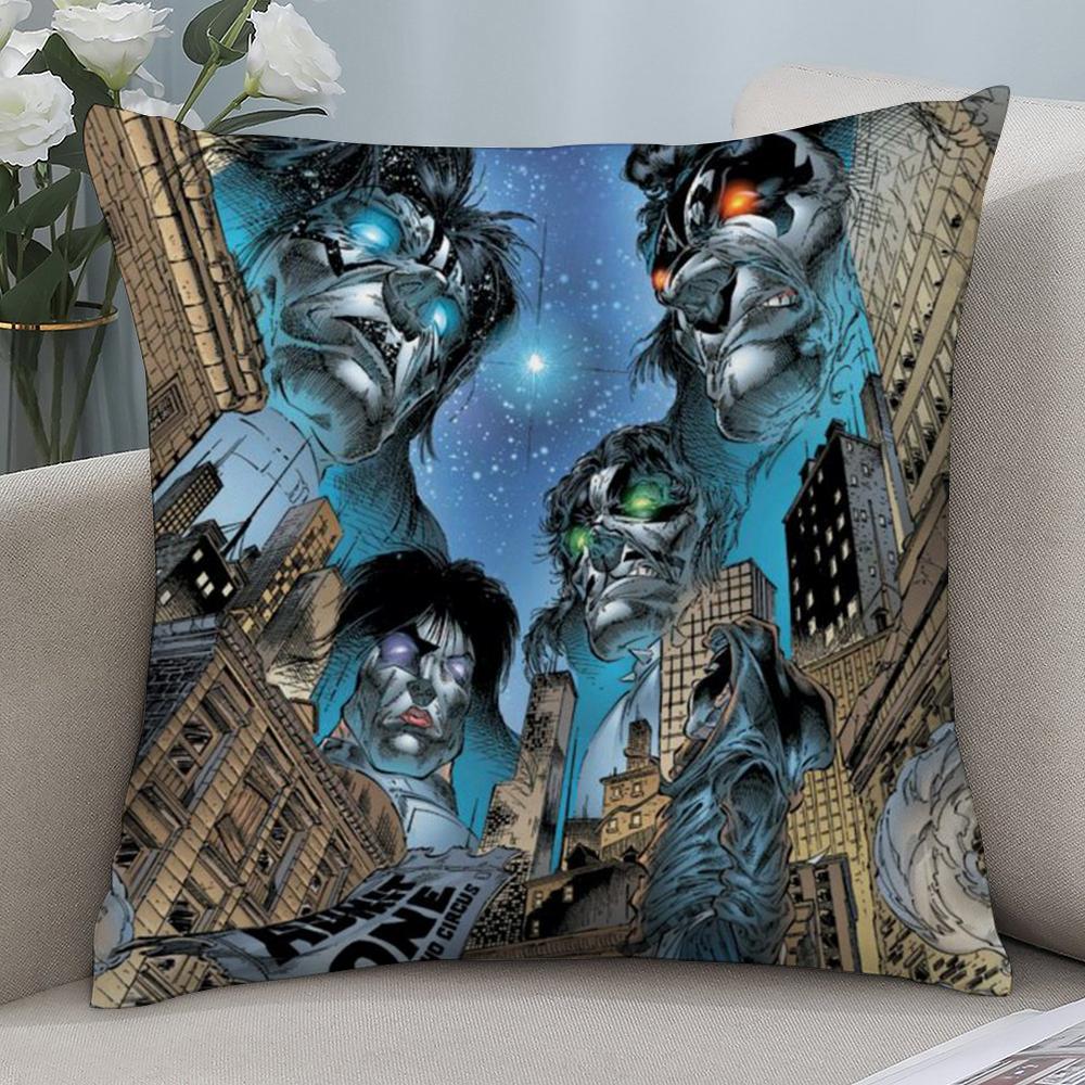 American Hot Heavy Metal Rock Kiss Band Pillow Case Short Plush Sofa Decorative Gift Home Double-sided Printing Cushion