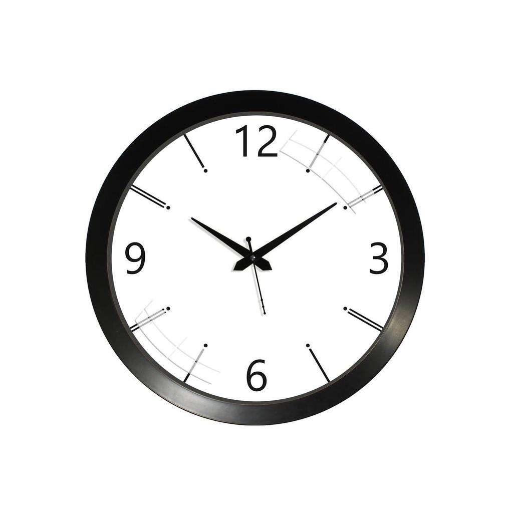 12-inch Plastic & Glass Wall Clock - Pie (Silent Movement), Black.