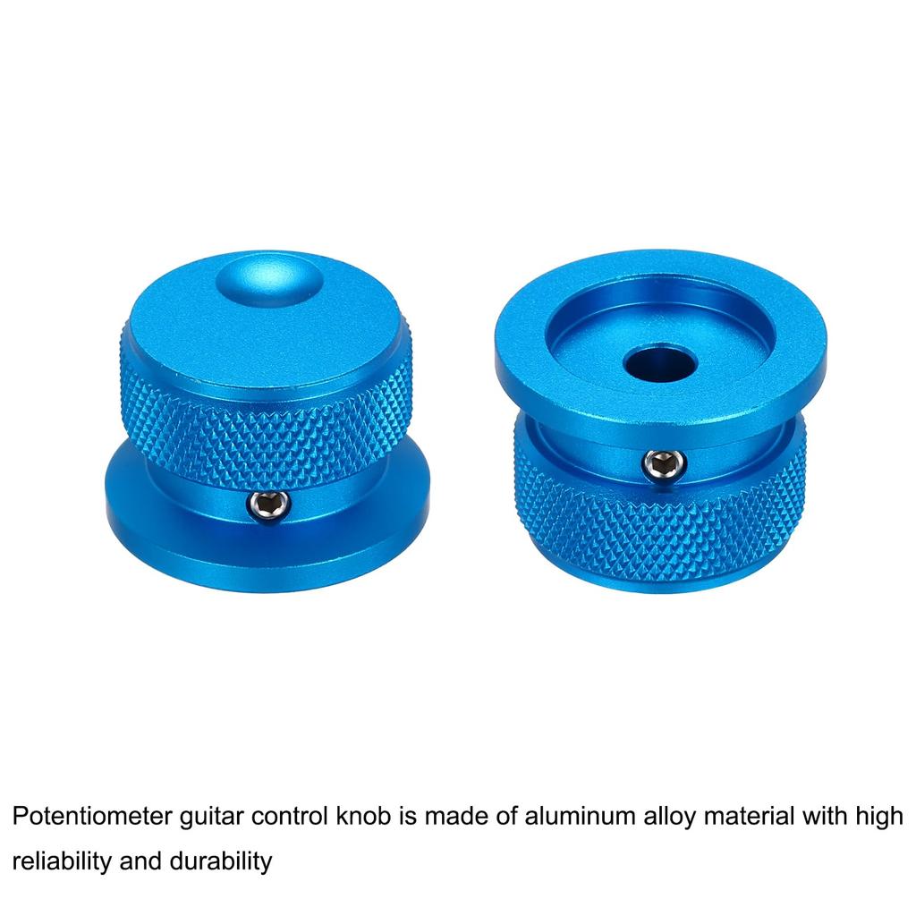 uxcell Two Aluminum Potentiometer Universal Volume Tone Control Knobs with Oval Groove Indicators for Blue Knobs, 1/4" (6mm) Guitar, 4/5" (30x20mm)